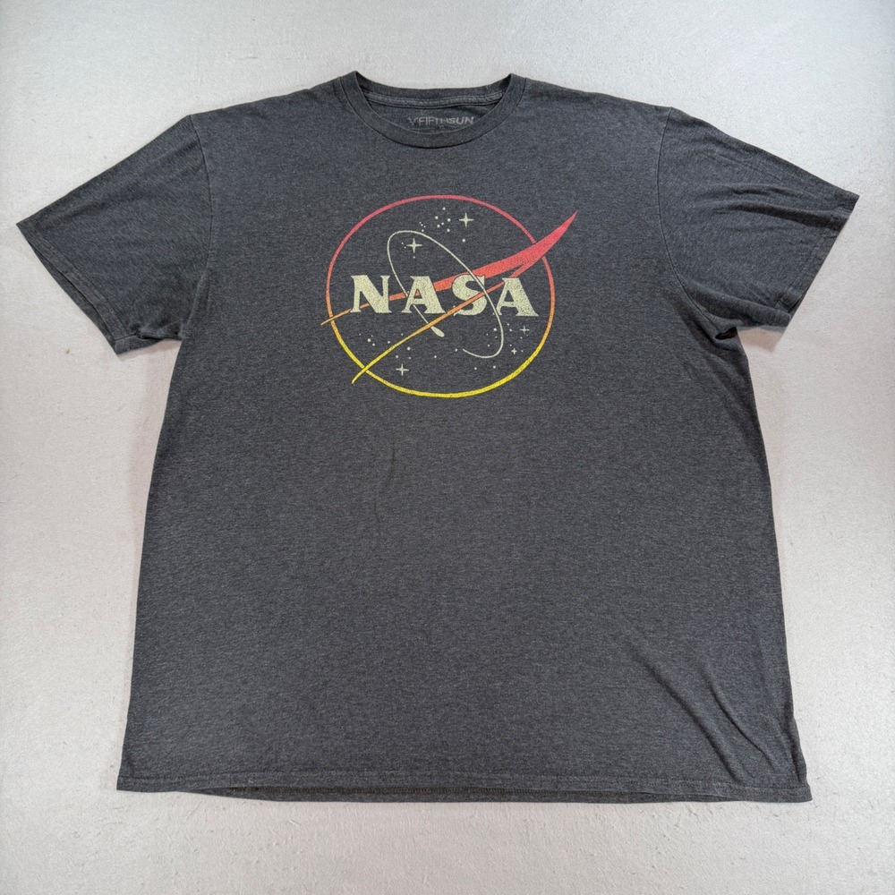 Fifth Sun NASA Graphic T-Shirt Mens XL Gray Short Sleeve Distressed Logo Tee